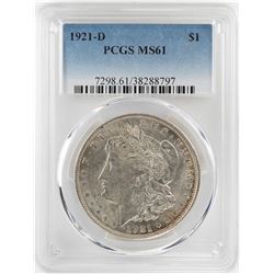 1921-D $1 Morgan Silver Dollar Coin PCGS MS61