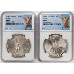 1983-1984Mo Mexico 1 Onza Libertad Silver Coins NGC MS65
