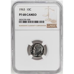 1963 Proof Roosevelt Dime Coin NGC PF68 Cameo