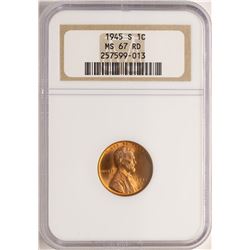 1945-S Lincoln Wheat Cent Coin NGC MS67RD