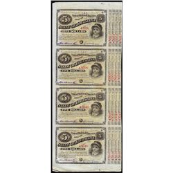 Uncut Sheet of (4) State of Louisiana Baby Bond Obsolete Notes