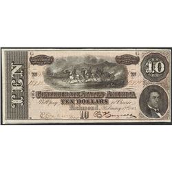 1864 $10 Confederate States of America Note