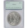 Image 1 : 1887 $1 Morgan Silver Dollar Coin PCGS MS63 Old Green Rattler