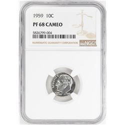 1959 Proof Roosevelt Dime Coin NGC PF68 Cameo