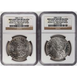 Lot of  (2) 1884-O $1 Morgan Silver Dollar Coins NGC Brilliant Uncirculated