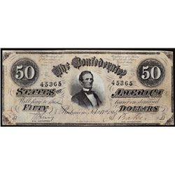 1864 $50 Confederate States of America Note