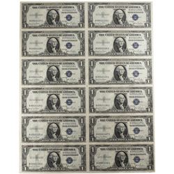 Uncut Sheet of (12) 1935D $1 Silver Certificate Notes Fr.1613