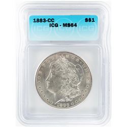 1883-CC $1 Morgan Silver Dollar Coin ICG MS64