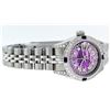 Image 3 : Rolex Ladies Stainless Steel Quickset Purple MOP Diamond Lugs Datejust Wristwatch