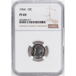 1964 Proof Roosevelt Dime Coin NGC PF69