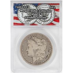 1893-CC $1 Morgan Silver Dollar Coin ANACS Certified Genuine