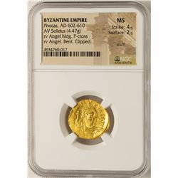 AD 602-610 Phocas Byzantine Empire Solidus Ancient Gold Coin NGC MS