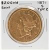 Image 1 : 1871-S Type 2 $20 Liberty Head Double Eagle Gold Coin