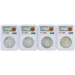 Lot of (4) 1978Mo Mexico 100 Pesos Silver Coins NGC MS65