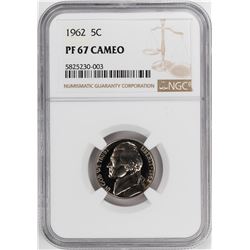 1962 Proof Jefferson Nickel Coin NGC PF67 Cameo