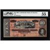Image 1 : 1864 $10 Confederate States of America Note T-68 PMG About Uncirculated 55