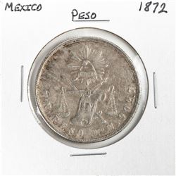 1872 Mexico Peso Silver Coin