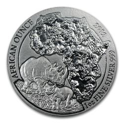 2012 Rwanda 1 oz Silver African Rhino BU