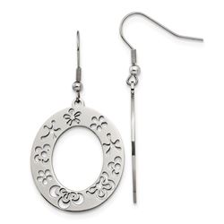 Stainless Steel Flower Cut Out Shepherd Hook Earrings - 62 mm