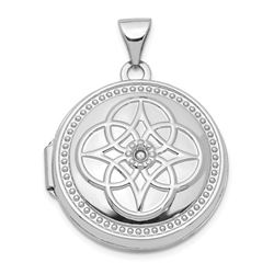 14k White Gold 22 mm Diamond Locket Pendant