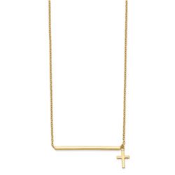 14k Yellow Gold Polished Cross w/ 2in ext. Necklace - 15 in.