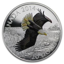2014 Canada 1 oz Silver $20 Soaring Bald Eagle