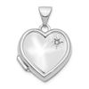 Image 1 : 14k White Gold with Diamond Heart Locket Pendant - 22 mm