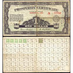 1936 Alberta Prosperity Certificate, VG