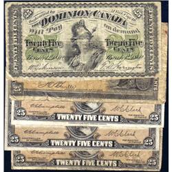 Canada 25 Cents 1870B, 1900, three 1923