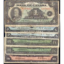 Canada 1935 & 1937 group of six notes