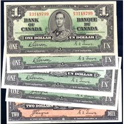 Canada 1937 five notes group