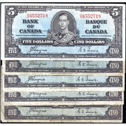 Canada 1937 five note group