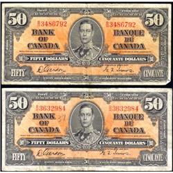 Canada 1937 50 Dollars, two notes, Fine