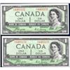 Image 1 : Canada 1954 $1 Devils Face, two Uncs