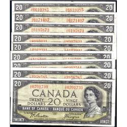 Canada 1954 Devils Face $20, 9 notes