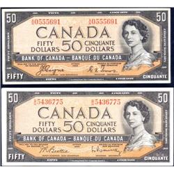 Canada 1954 Devils Face $50, 2 notes
