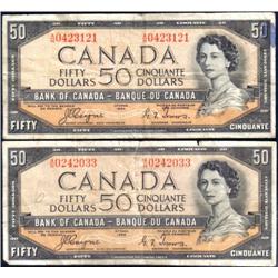 Canada 1954 Devils Face $50, 2 notes