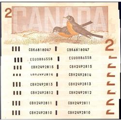 Canada 1986 $2, eight note group