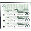 Image 1 : Canada 1991 $20 BC-58b three Consec Unc