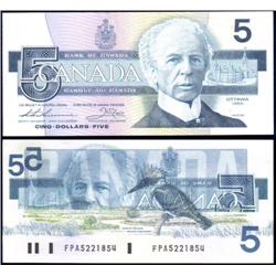 Canada $5 1986 60% Offset Reverse, EF