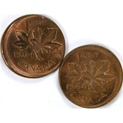 Canada Cent 1964 and 1968 Broadstrikes