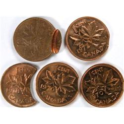 Canada, five Elizabeth error pieces