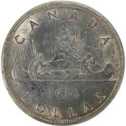 Canada Silver Dollar 1936 Struck Over