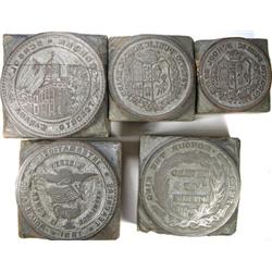 Group of 5 Printing Blocks for Leroux