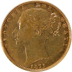 Sovereign 1873 Shield PCGS AU-53