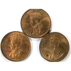 1934 three pieces, Unc to Choice Unc