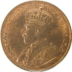 Newfoundland Cent 1929 ICCS MS-65 Red