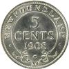 Image 2 : Newfoundland 5 Cents 1908 ICCS AU-58