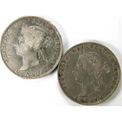 1872H Obverse 2, VF and 1874H, VF