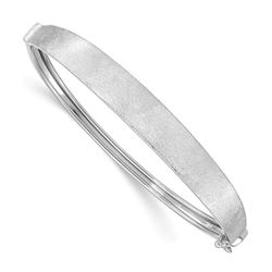14k White Gold Textured Hinged Bangle
